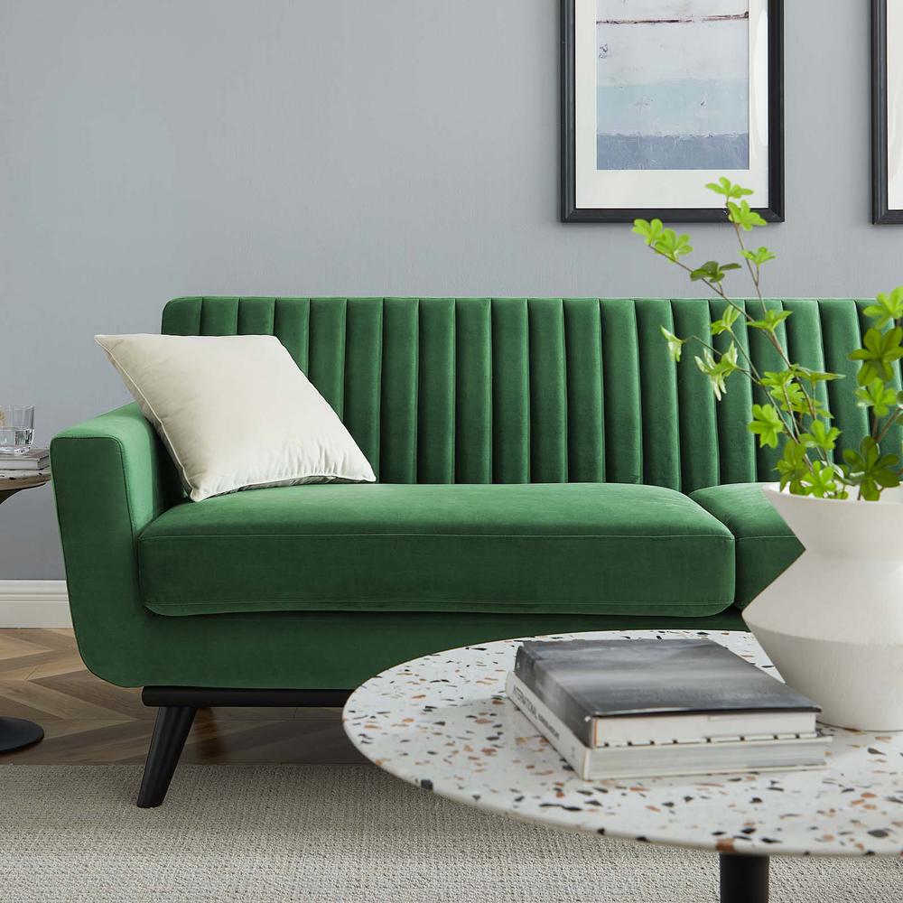 Engage Channel Tufted Performance Velvet Sofa - Emerald EEI-5459-EME. Picture 5