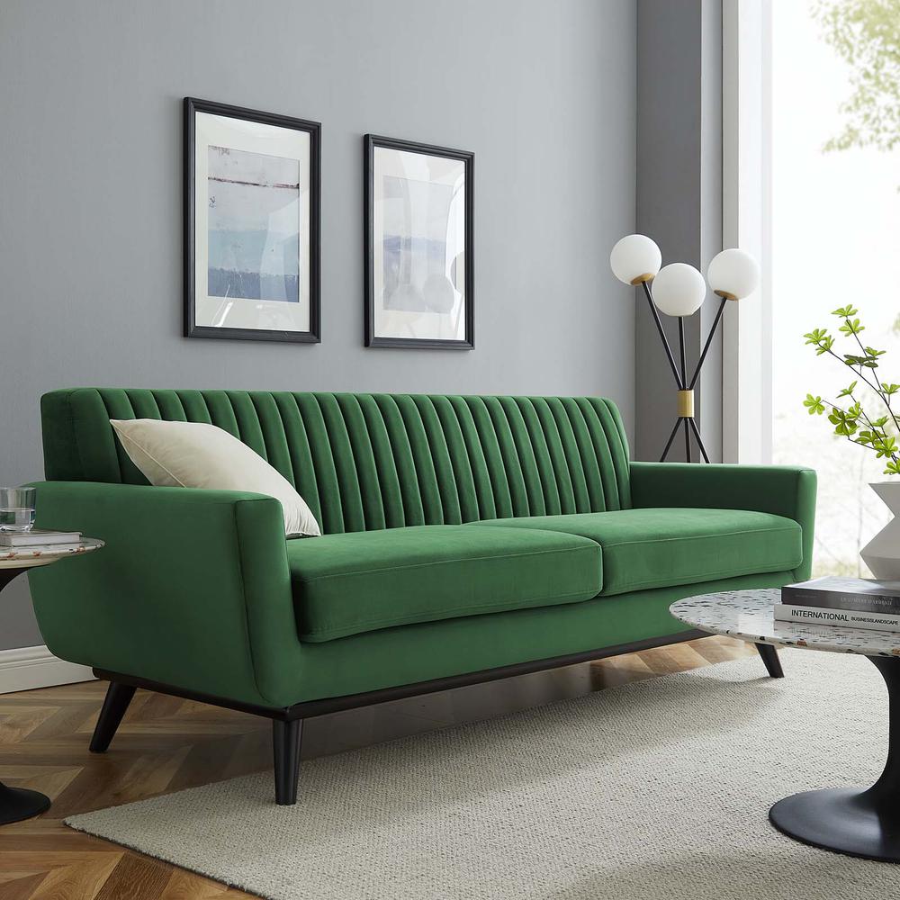 Engage Channel Tufted Performance Velvet Sofa - Emerald EEI-5459-EME. Picture 7