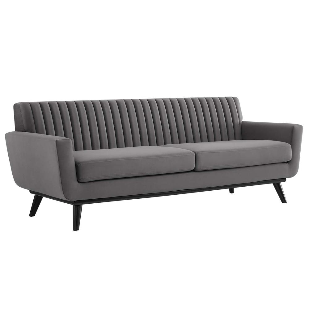 Engage Channel Tufted Performance Velvet Sofa. Picture 1