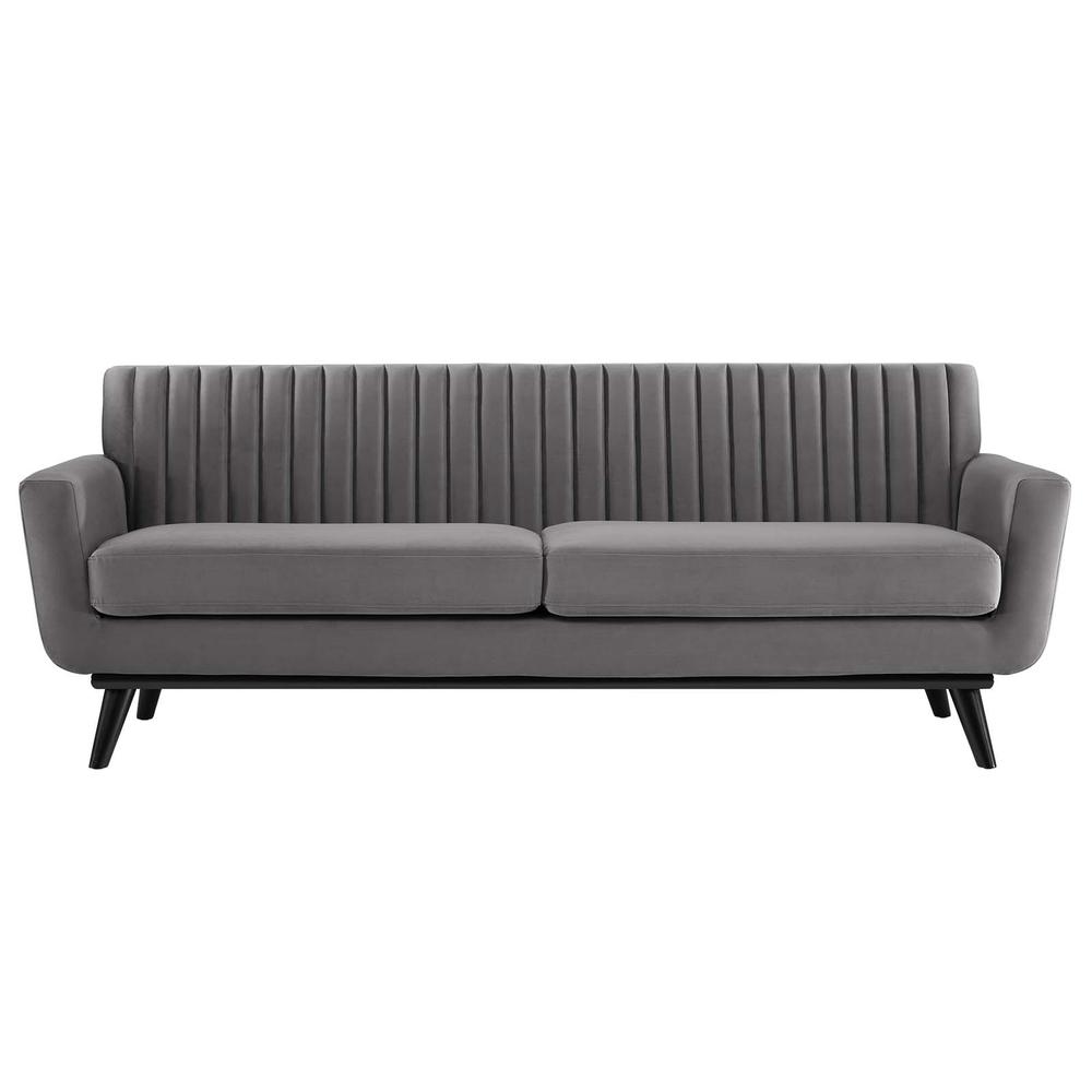 Engage Channel Tufted Performance Velvet Sofa. Picture 2