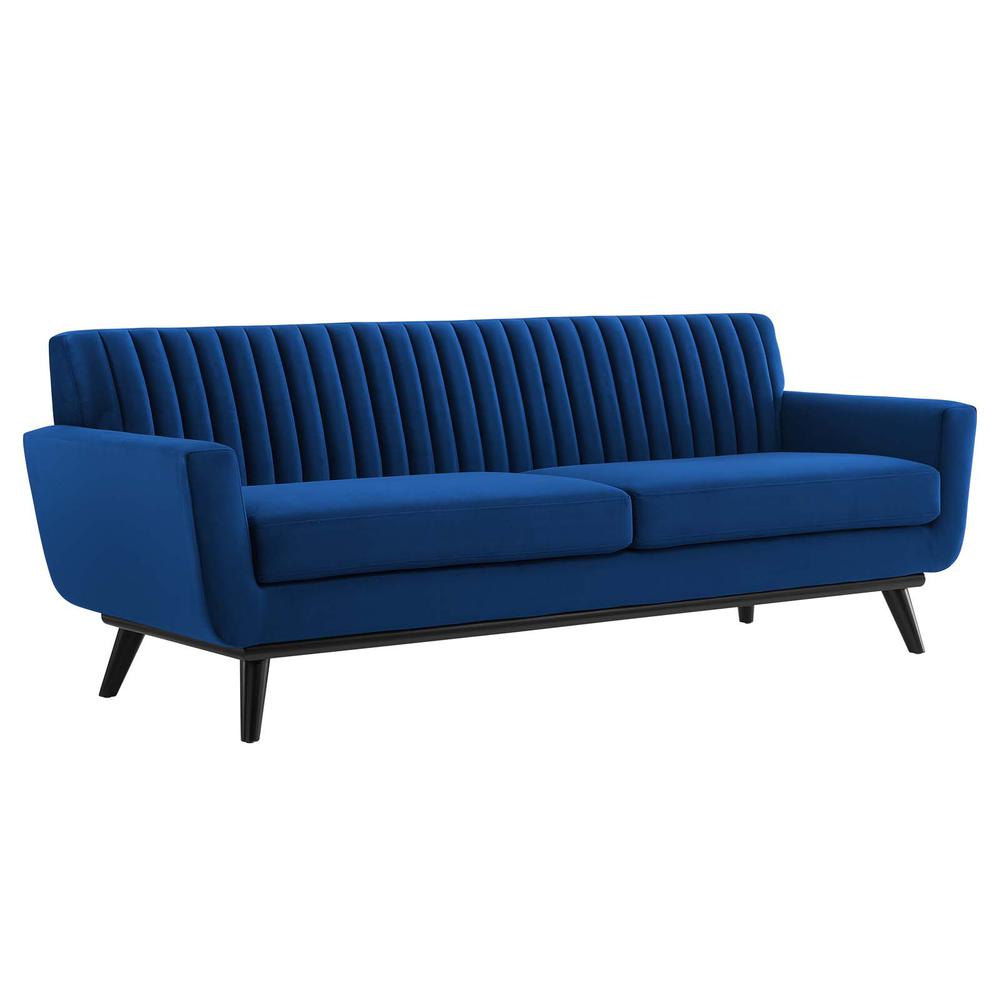 Engage Channel Tufted Performance Velvet Sofa - Navy EEI-5459-NAV. The main picture.
