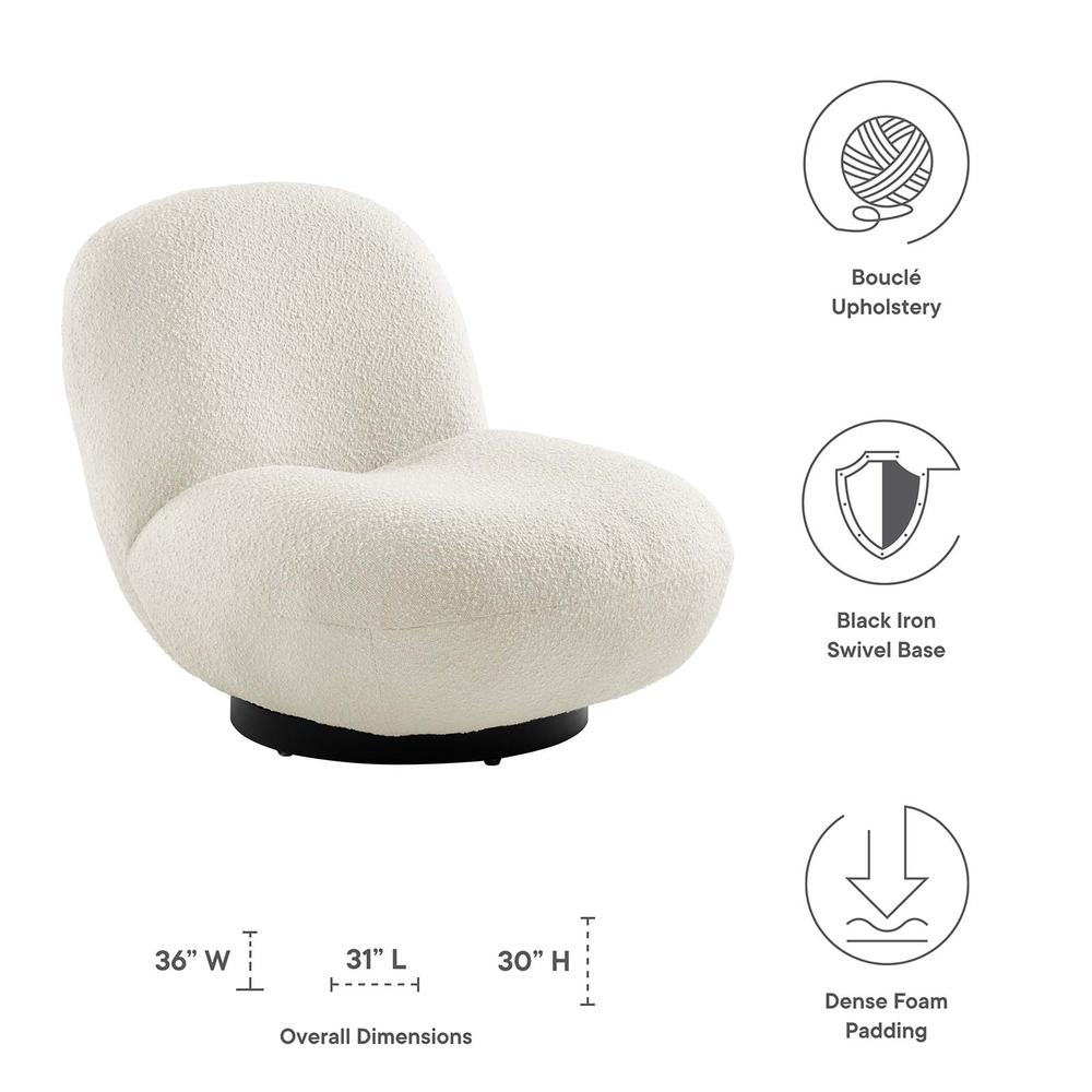 Kindred Boucle Upholstered Upholstered Fabric Swivel Chair. Picture 2