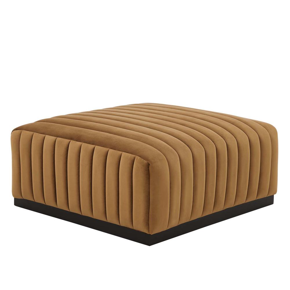 Conjure Channel Tufted Performance Velvet Ottoman. Picture 1