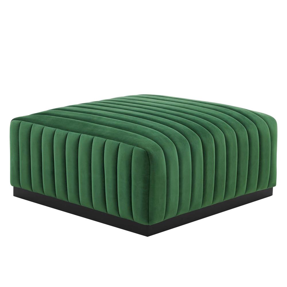 Conjure Channel Tufted Performance Velvet Ottoman. Picture 1