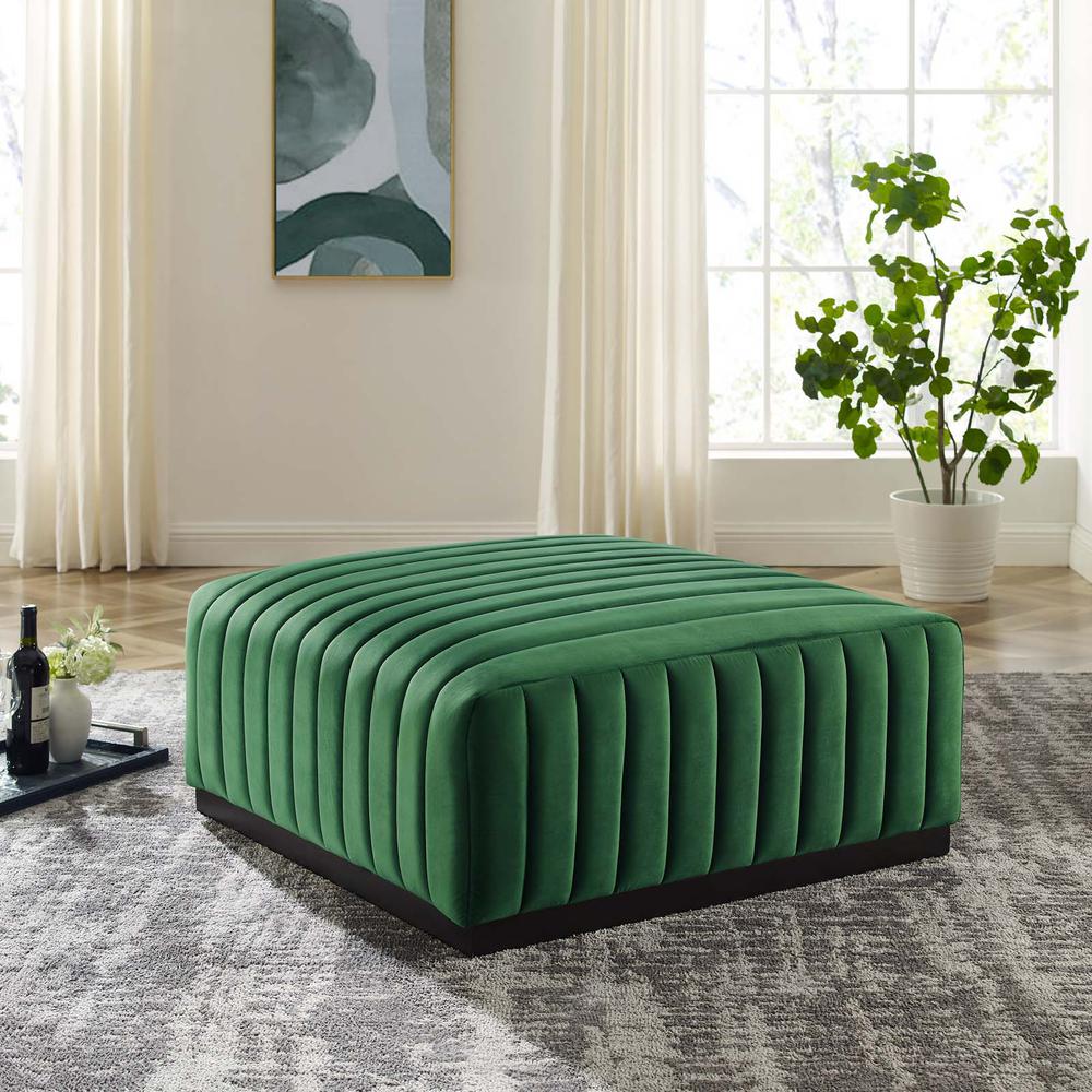 Conjure Channel Tufted Performance Velvet Ottoman. Picture 5