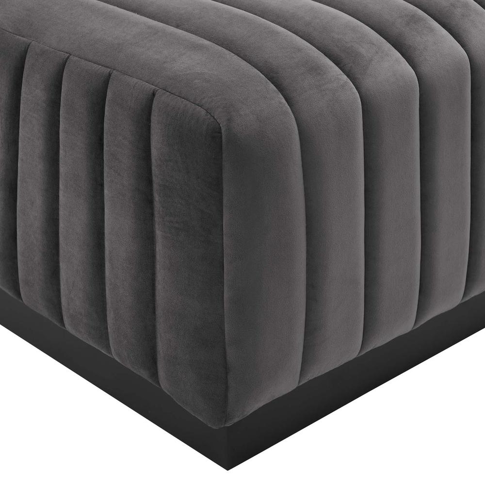 Conjure Channel Tufted Performance Velvet Ottoman. Picture 3