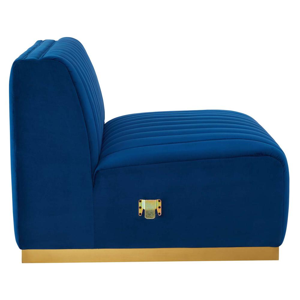 Conjure Channel Tufted Performance Velvet Armless Chair. Picture 2