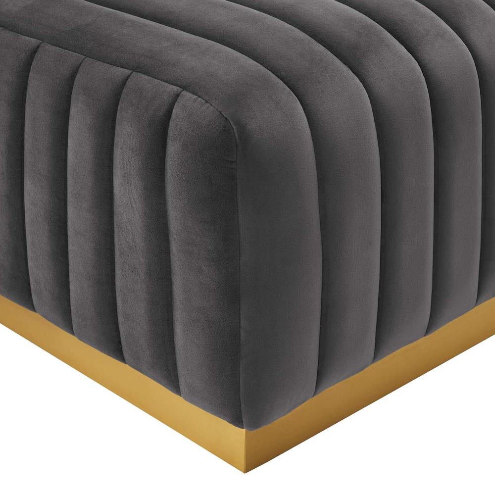 Conjure Channel Tufted Performance Velvet Ottoman. Picture 3