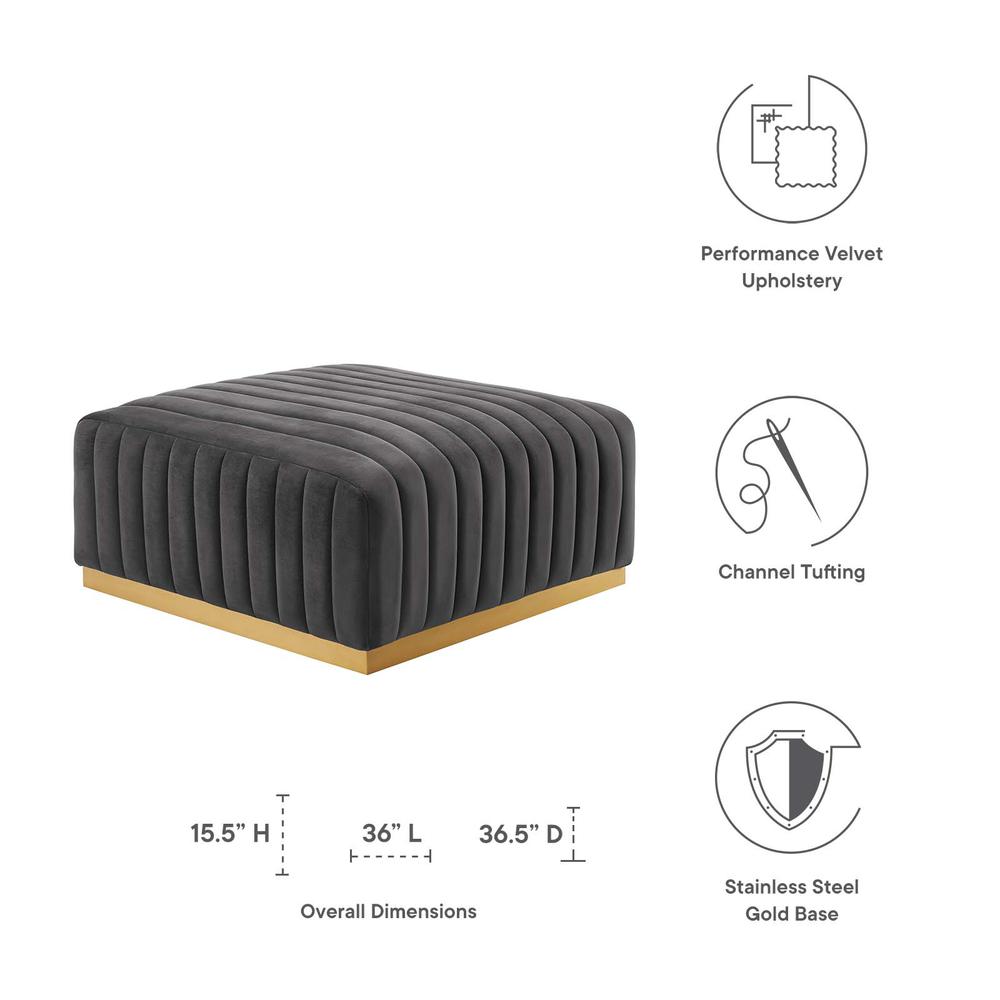 Conjure Channel Tufted Performance Velvet Ottoman. Picture 4