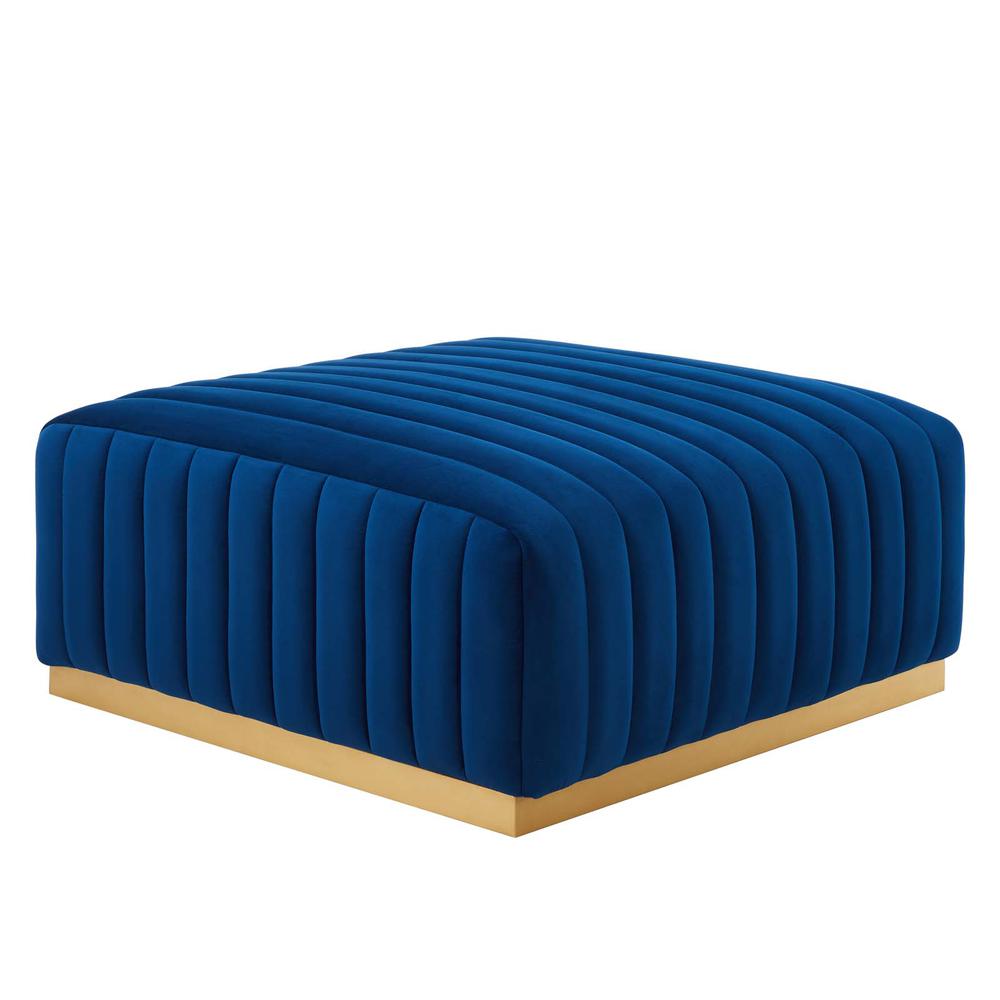 Conjure Channel Tufted Performance Velvet Ottoman. Picture 1