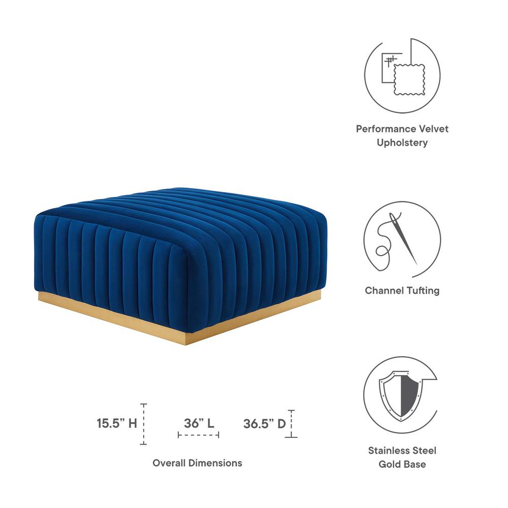 Conjure Channel Tufted Performance Velvet Ottoman. Picture 4