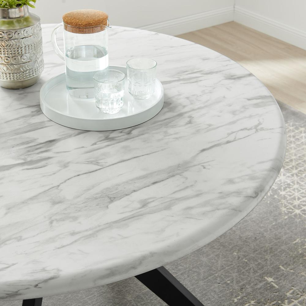 Traverse 50" Round Performance Artificial Marble Dining Table. Picture 7