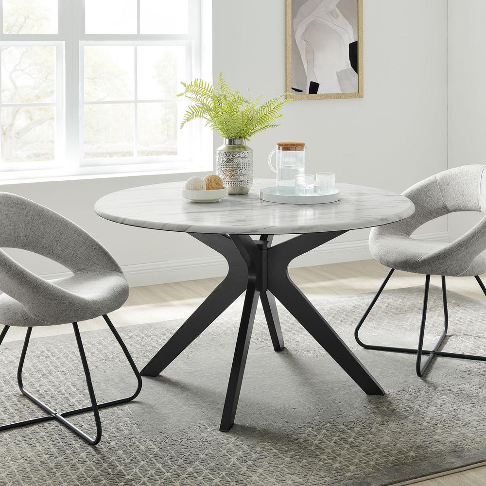 Traverse 50" Round Performance Artificial Marble Dining Table. Picture 8