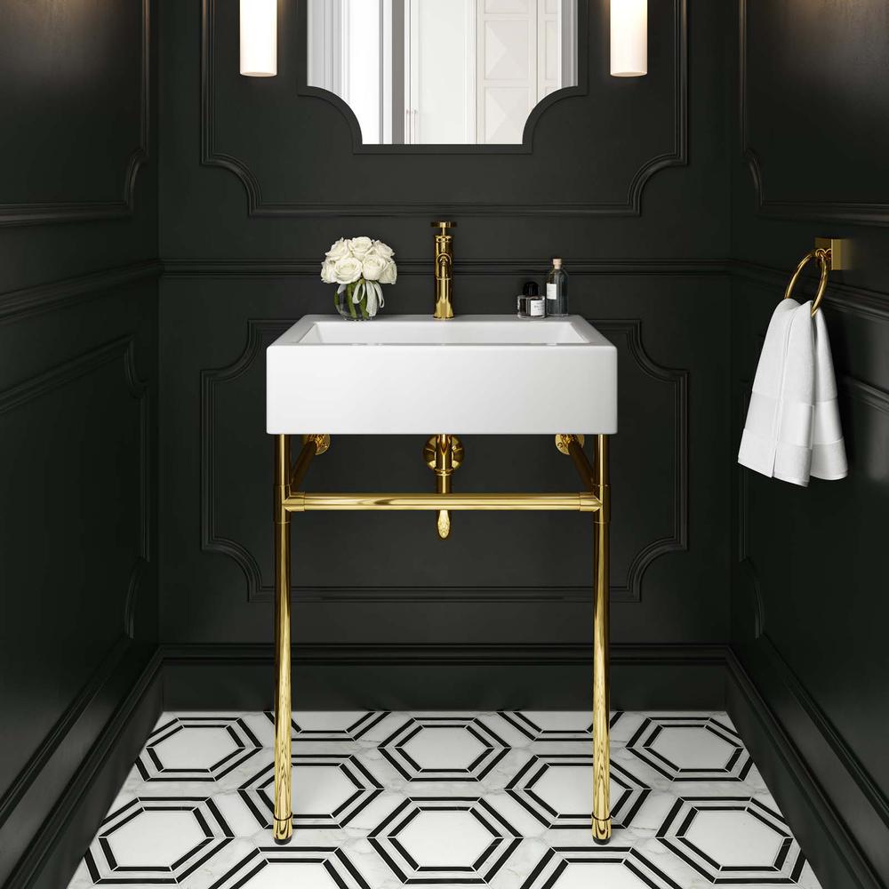 Redeem 24" Wall-Mount Gold Stainless Steel Bathroom Vanity. Picture 8