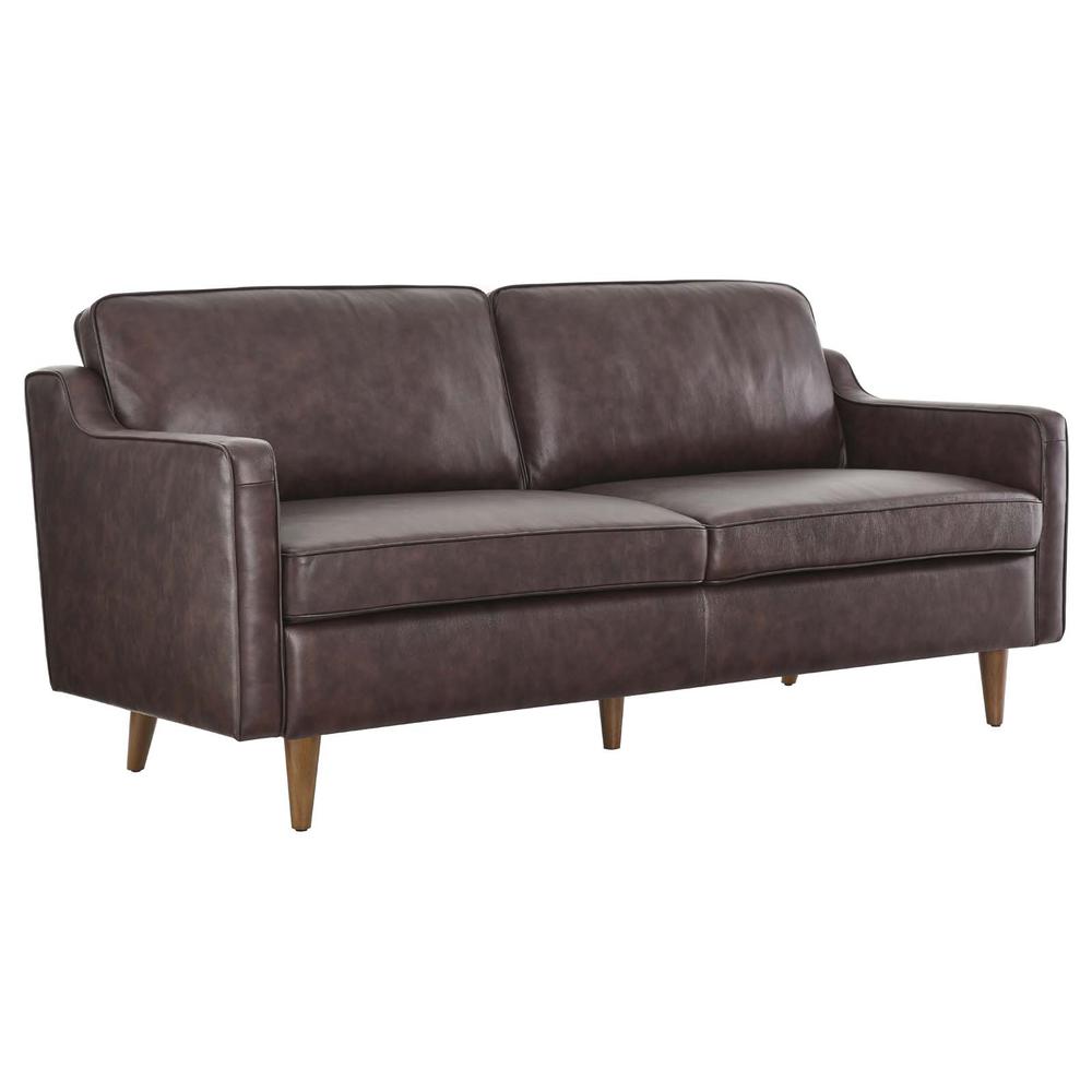 Impart Genuine Leather Sofa - Brown EEI-5553-BRN. Picture 1