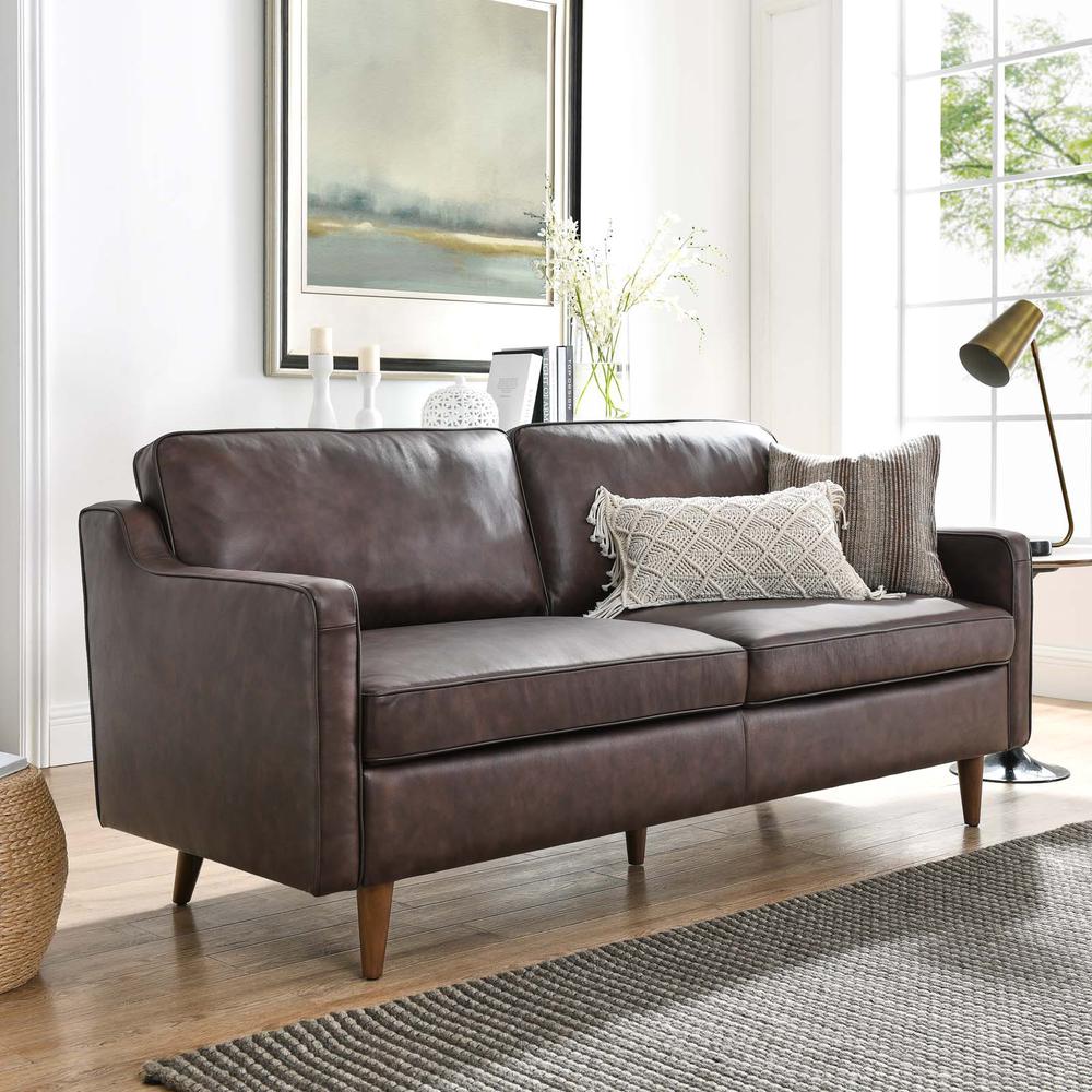 Impart Genuine Leather Sofa - Brown EEI-5553-BRN. Picture 8