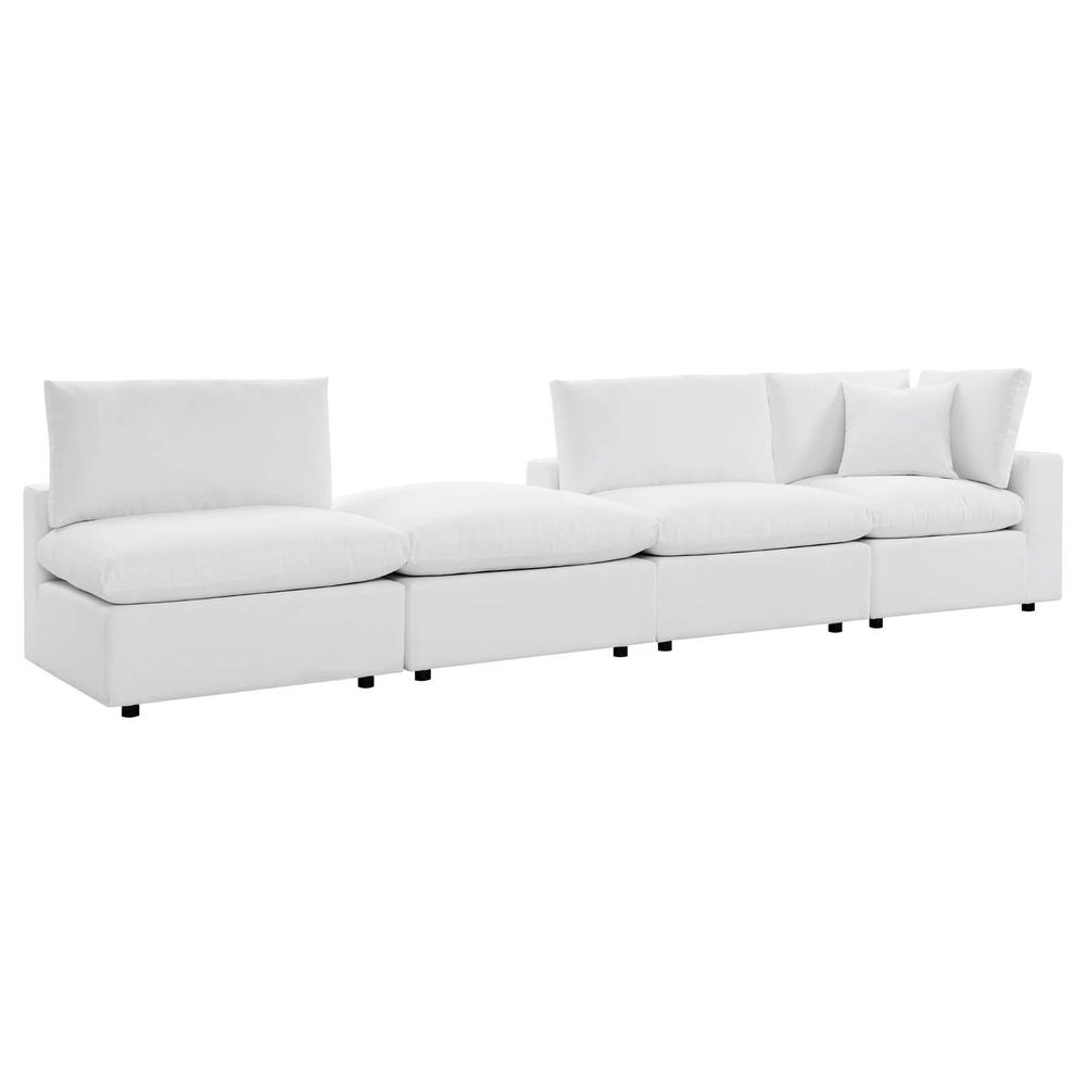 Commix 4-Piece Sunbrella® Outdoor Patio Sectional Sofa - White EEI-5582-WHI. Picture 2