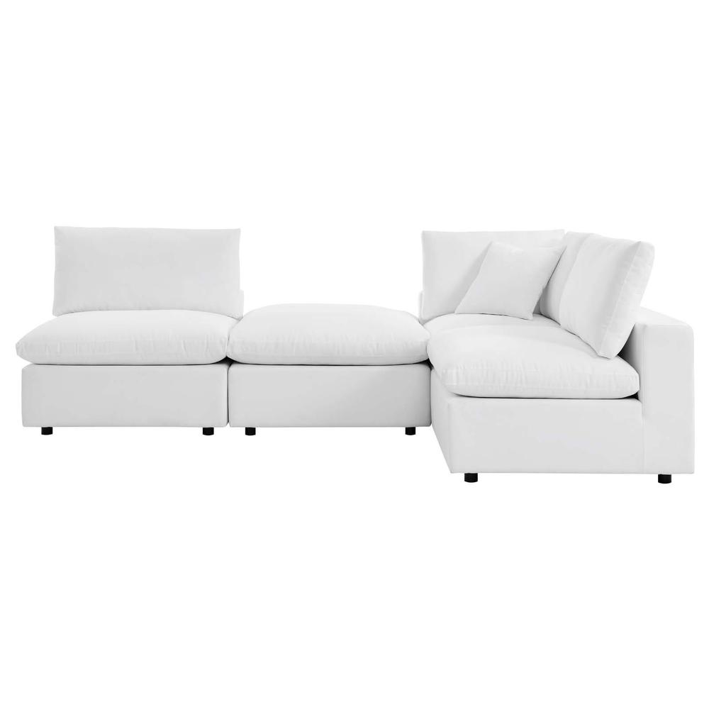 Commix 4-Piece Sunbrella® Outdoor Patio Sectional Sofa - White EEI-5582-WHI. Picture 3