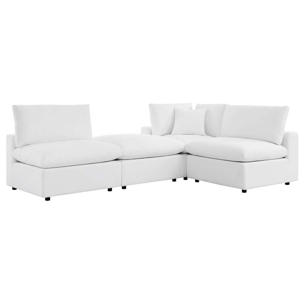 Commix 4-Piece Sunbrella® Outdoor Patio Sectional Sofa - White EEI-5582-WHI. Picture 4
