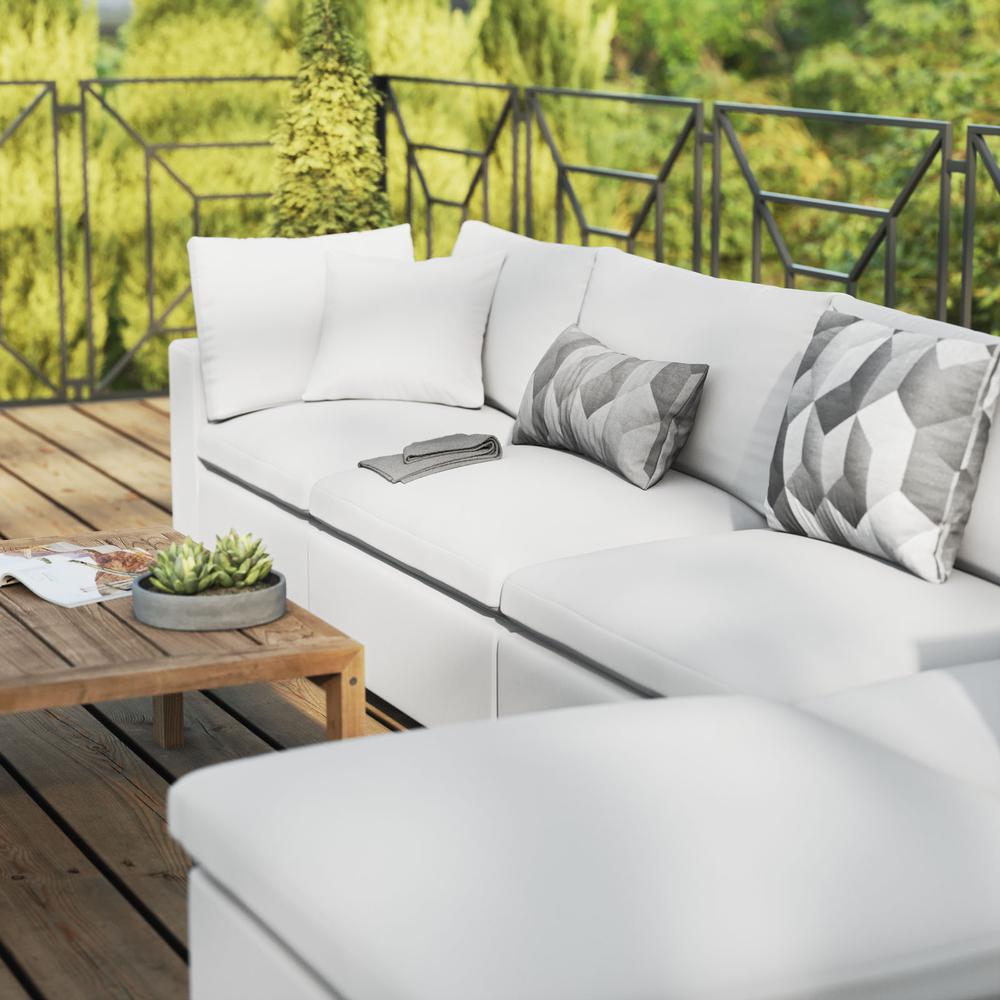 Commix 5-Piece Outdoor Patio Sectional Sofa - White EEI-5583-WHI. Picture 10