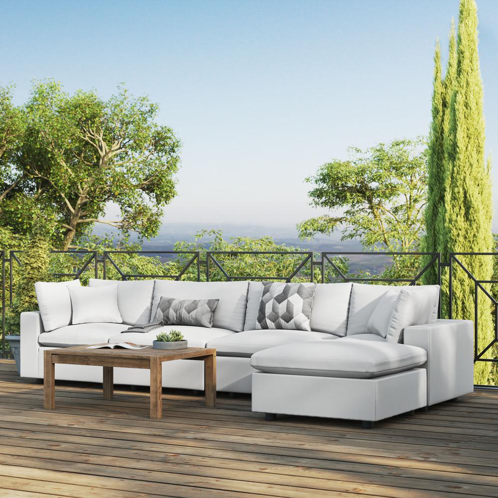 Commix 5-Piece Outdoor Patio Sectional Sofa - White EEI-5583-WHI. Picture 11