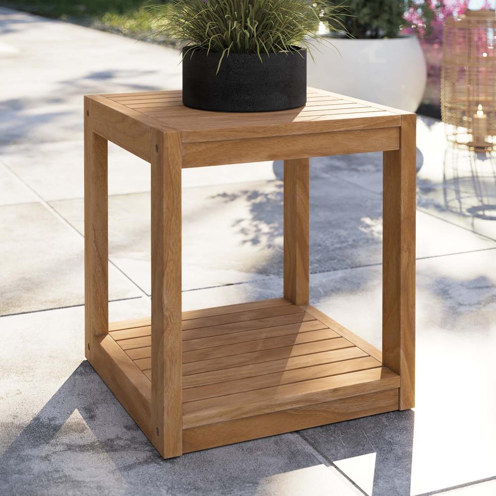 Carlsbad Teak Wood Outdoor Patio Side Table. Picture 8