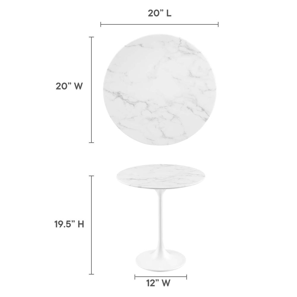 Lippa 20" Round Artificial Marble Side Table. Picture 4