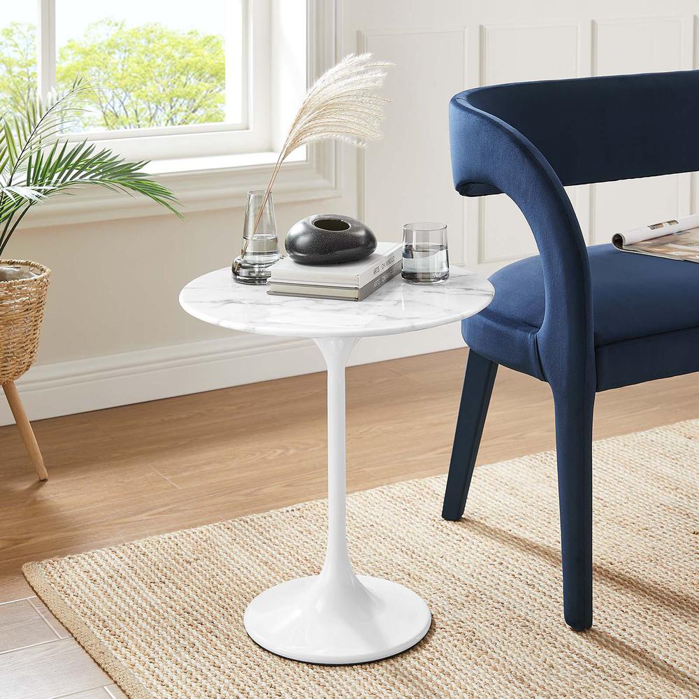 Lippa 20" Round Artificial Marble Side Table. Picture 7