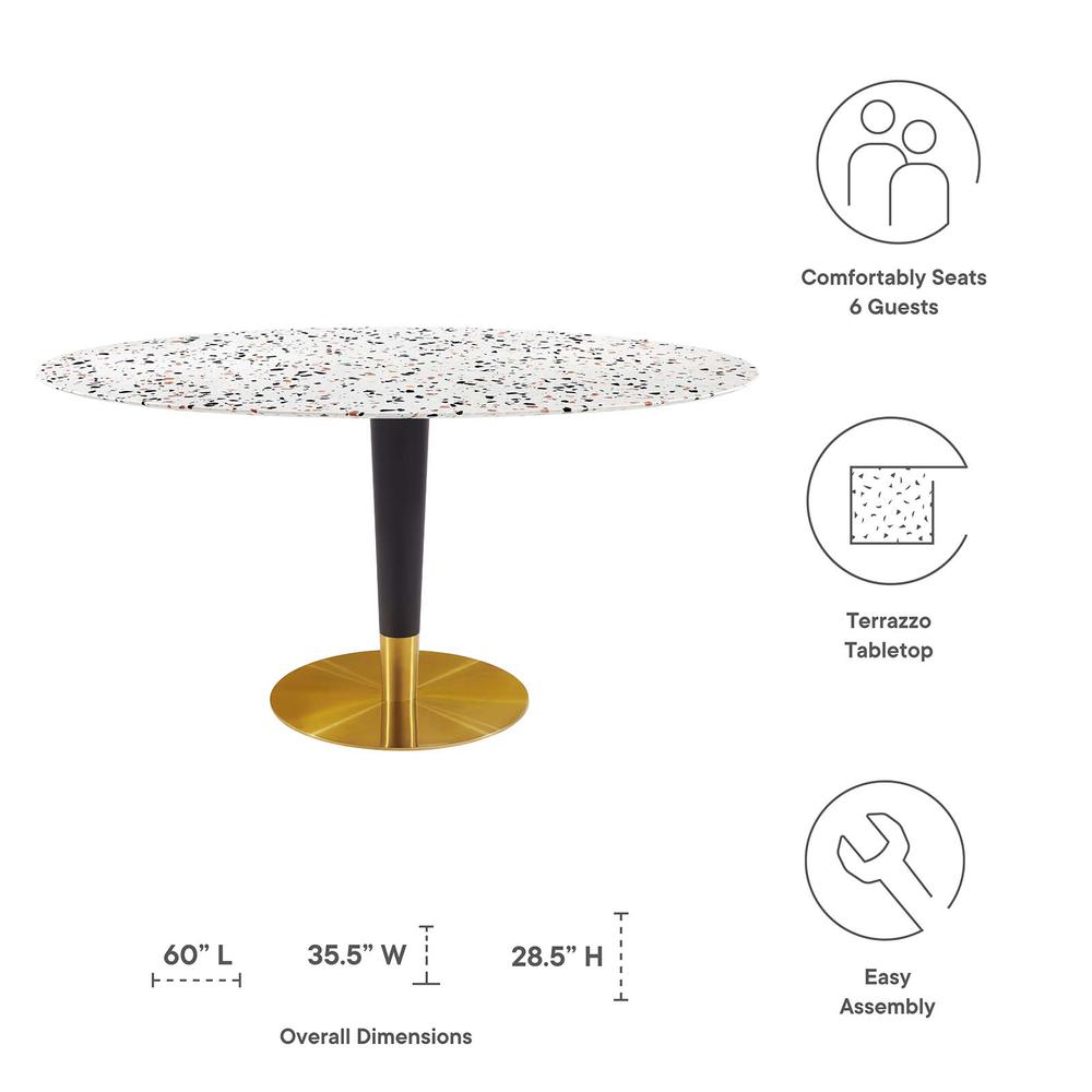 Zinque 60" Oval Terrazzo Dining Table. Picture 4