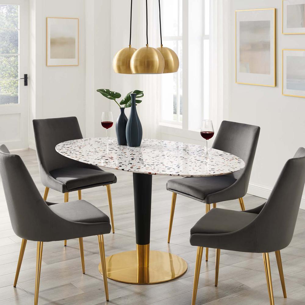 Zinque 60" Oval Terrazzo Dining Table. Picture 6