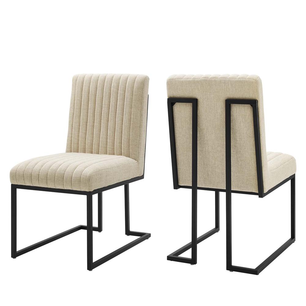 Indulge Channel Tufted Fabric Dining Chairs - Set of 2. Picture 1