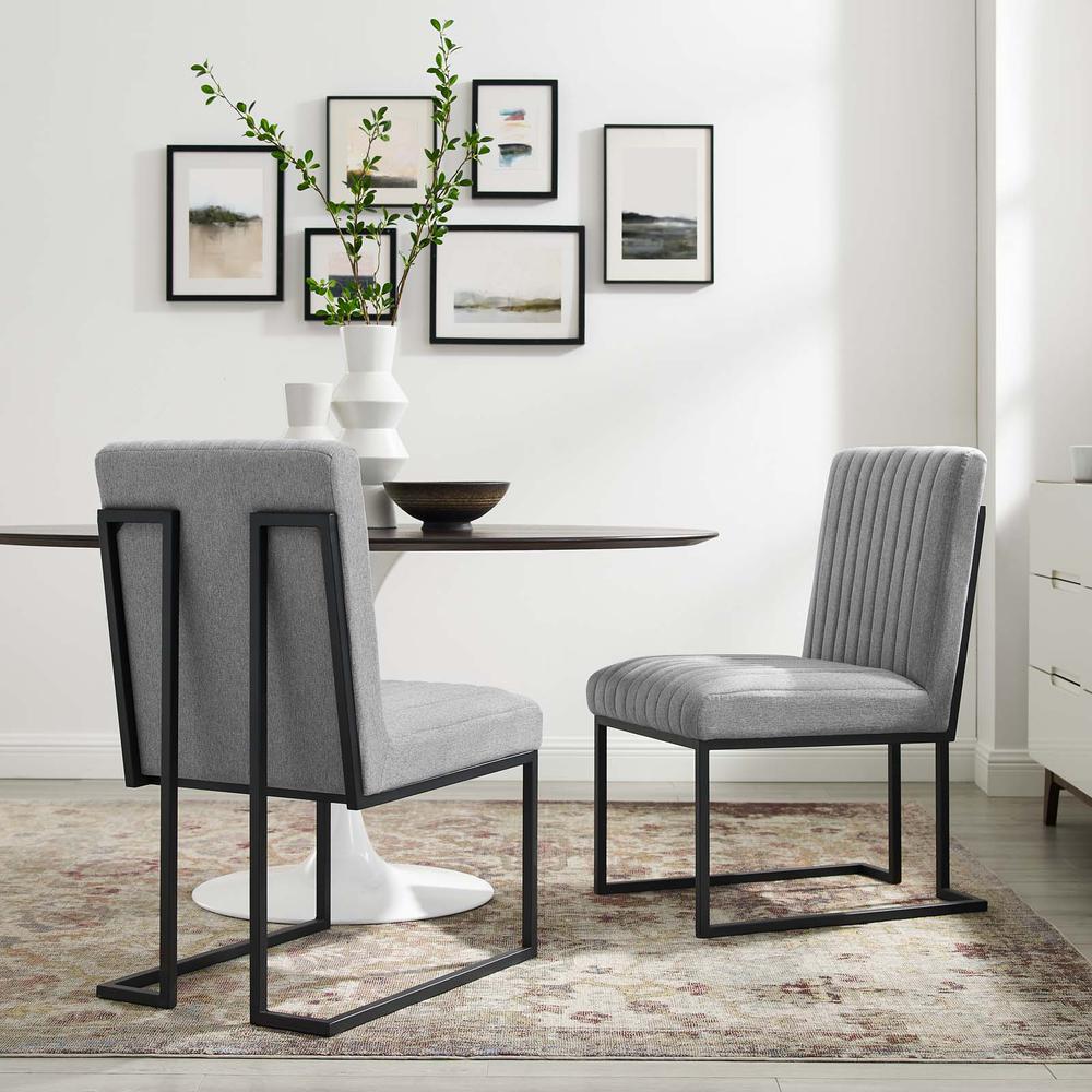 Indulge Channel Tufted Fabric Dining Chairs - Set of 2. Picture 9