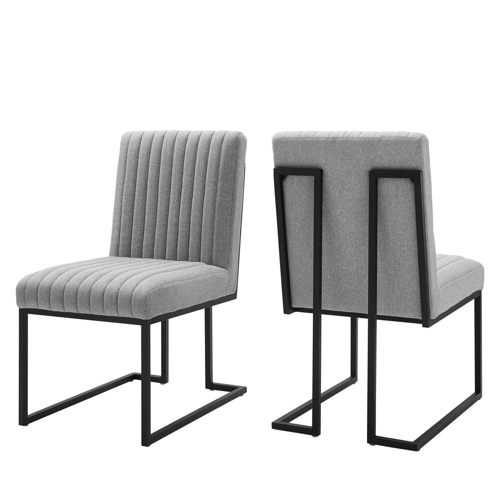 Indulge Channel Tufted Fabric Dining Chairs - Set of 2. Picture 1