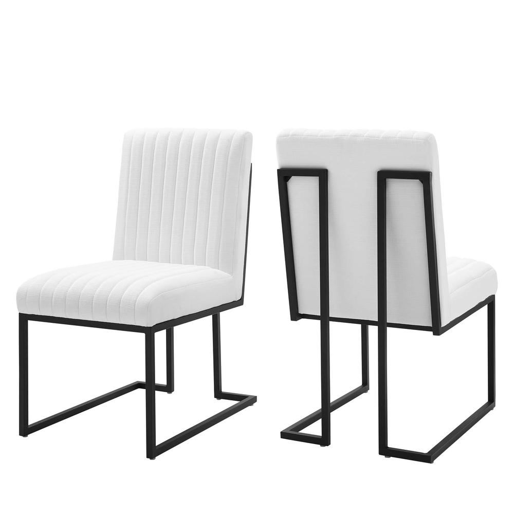 Indulge Channel Tufted Fabric Dining Chairs - Set of 2 - White EEI-5740-WHI. Picture 1