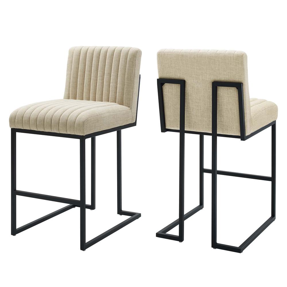 Indulge Channel Tufted Fabric Counter Stools - Set of 2. Picture 1