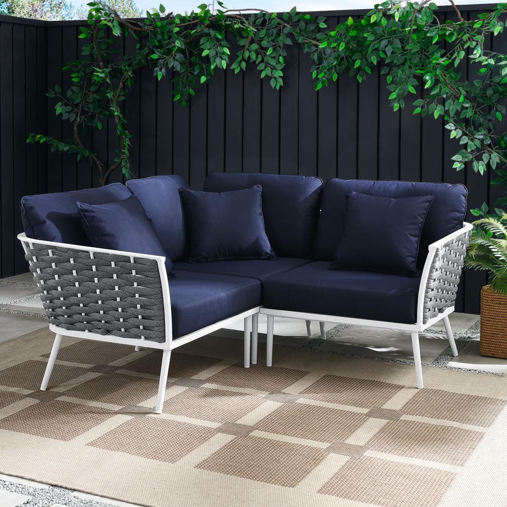 Stance Outdoor Patio Aluminum Small Sectional Sofa. Picture 12