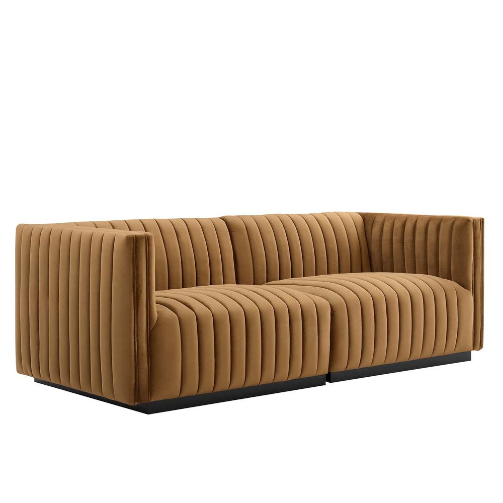 Conjure Channel Tufted Performance Velvet Loveseat. Picture 1