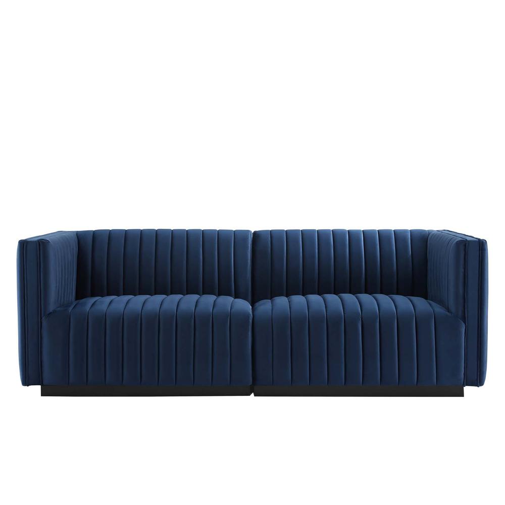 Conjure Channel Tufted Performance Velvet Loveseat. Picture 2