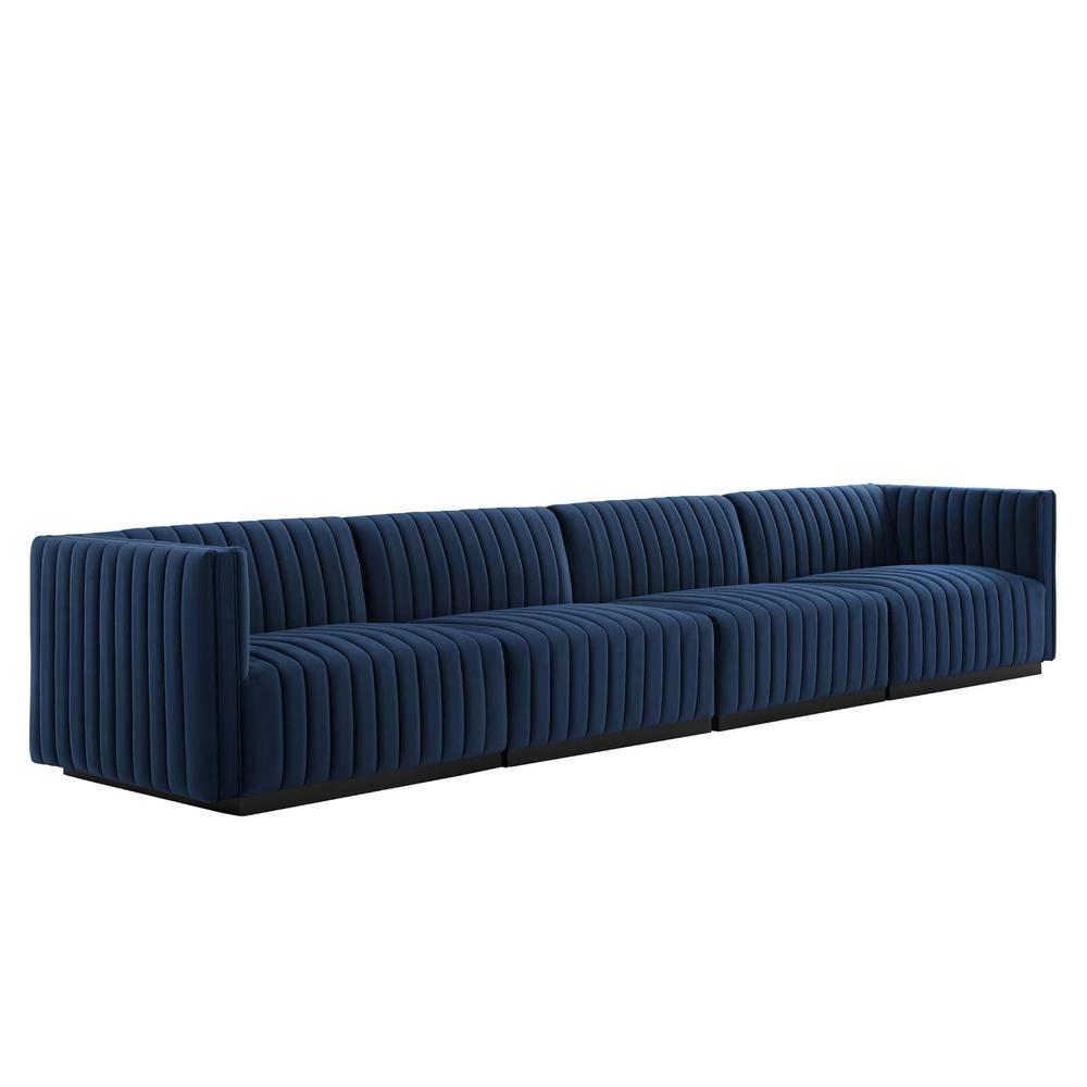 Conjure Channel Tufted Performance Velvet 4-Piece Sofa. Picture 1