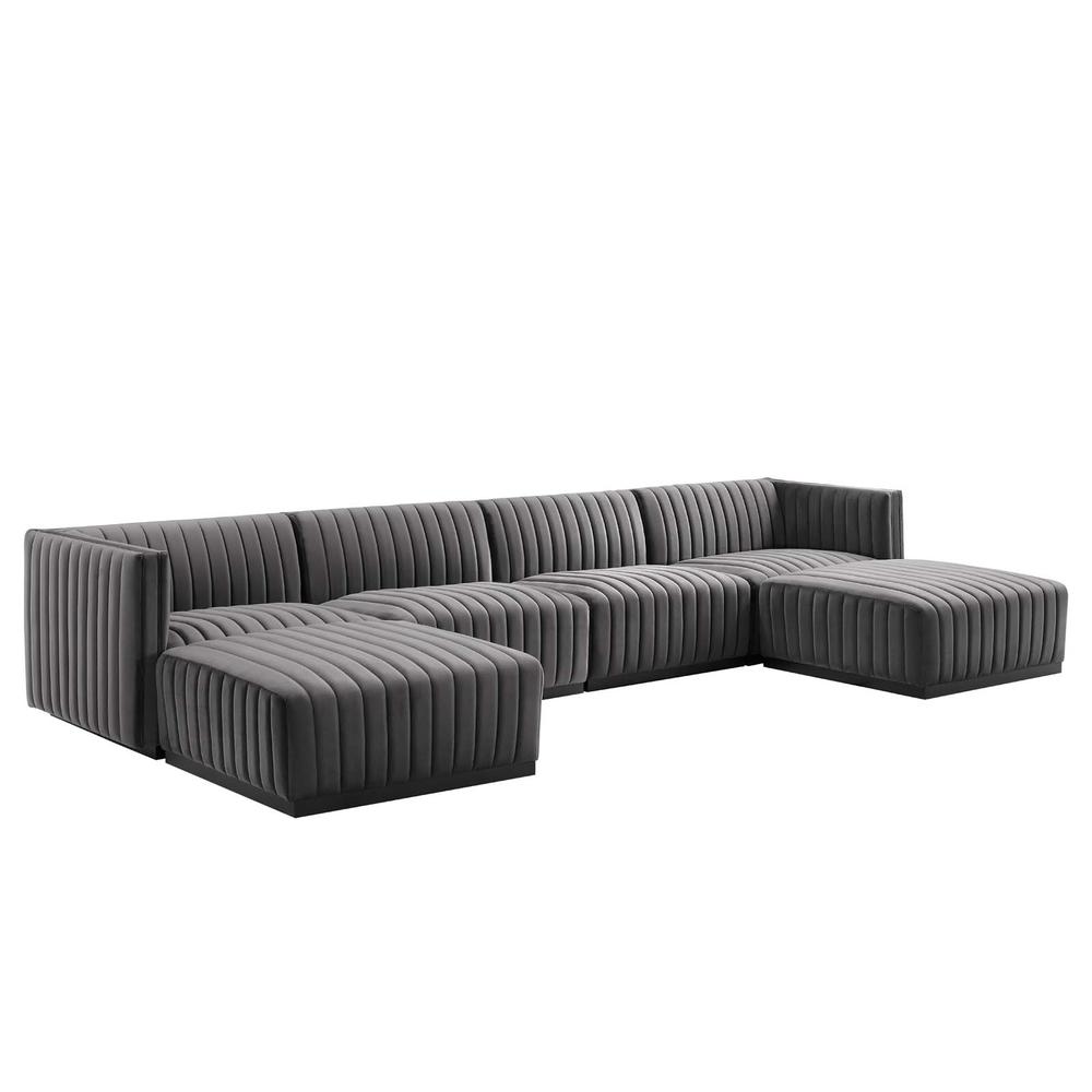 Conjure Channel Tufted Performance Velvet 6-Piece Sectional. Picture 1