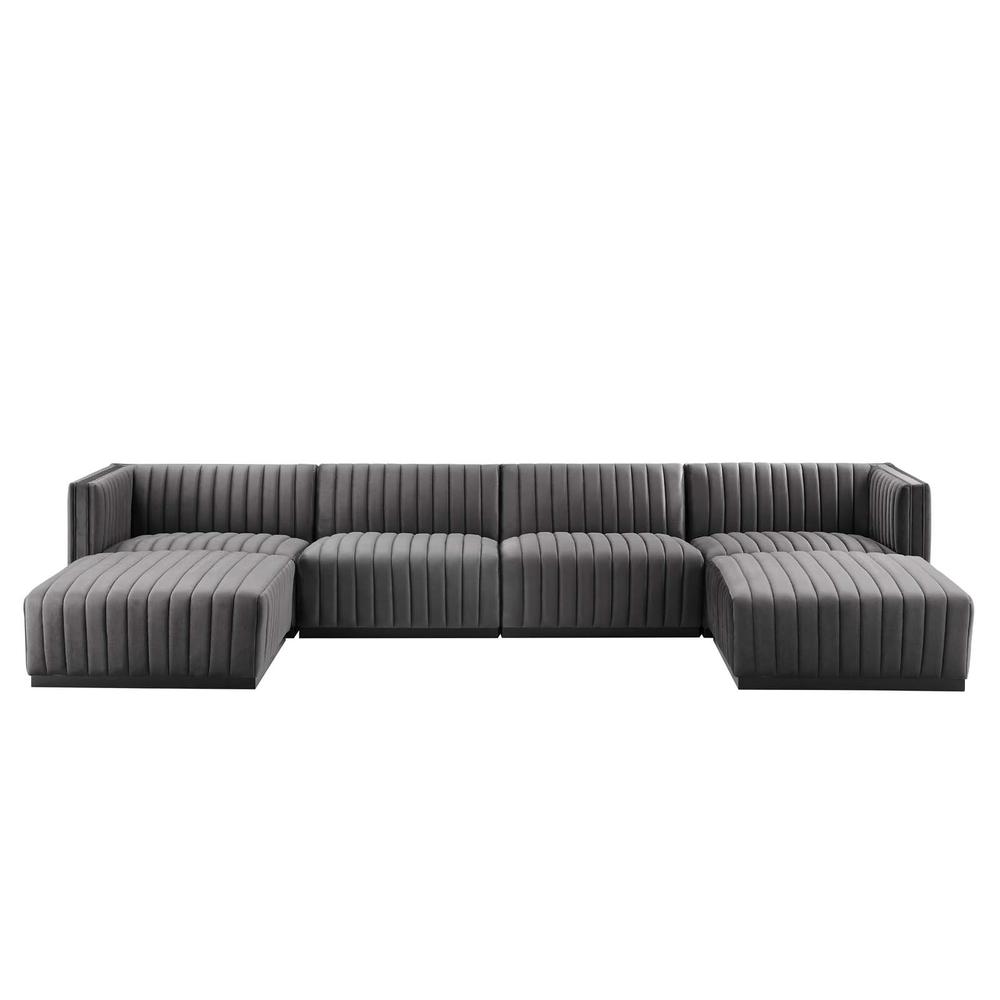 Conjure Channel Tufted Performance Velvet 6-Piece Sectional. Picture 2