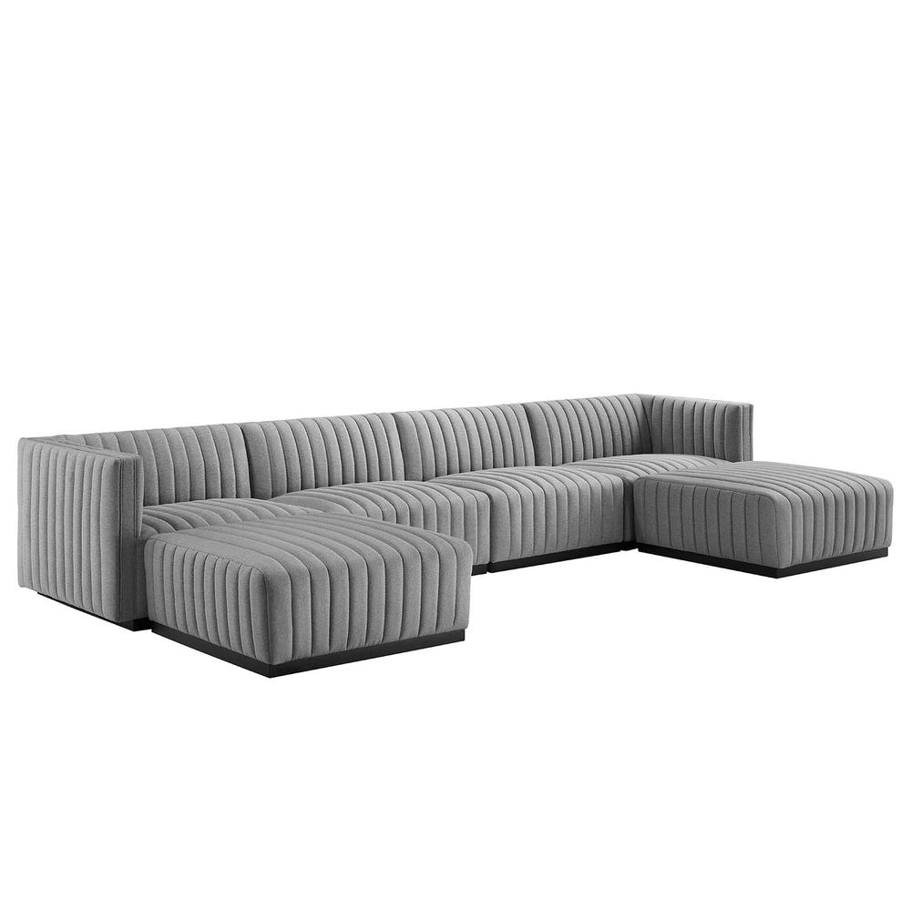 Conjure Channel Tufted Upholstered Fabric 6-Piece Sectional Sofa. Picture 1