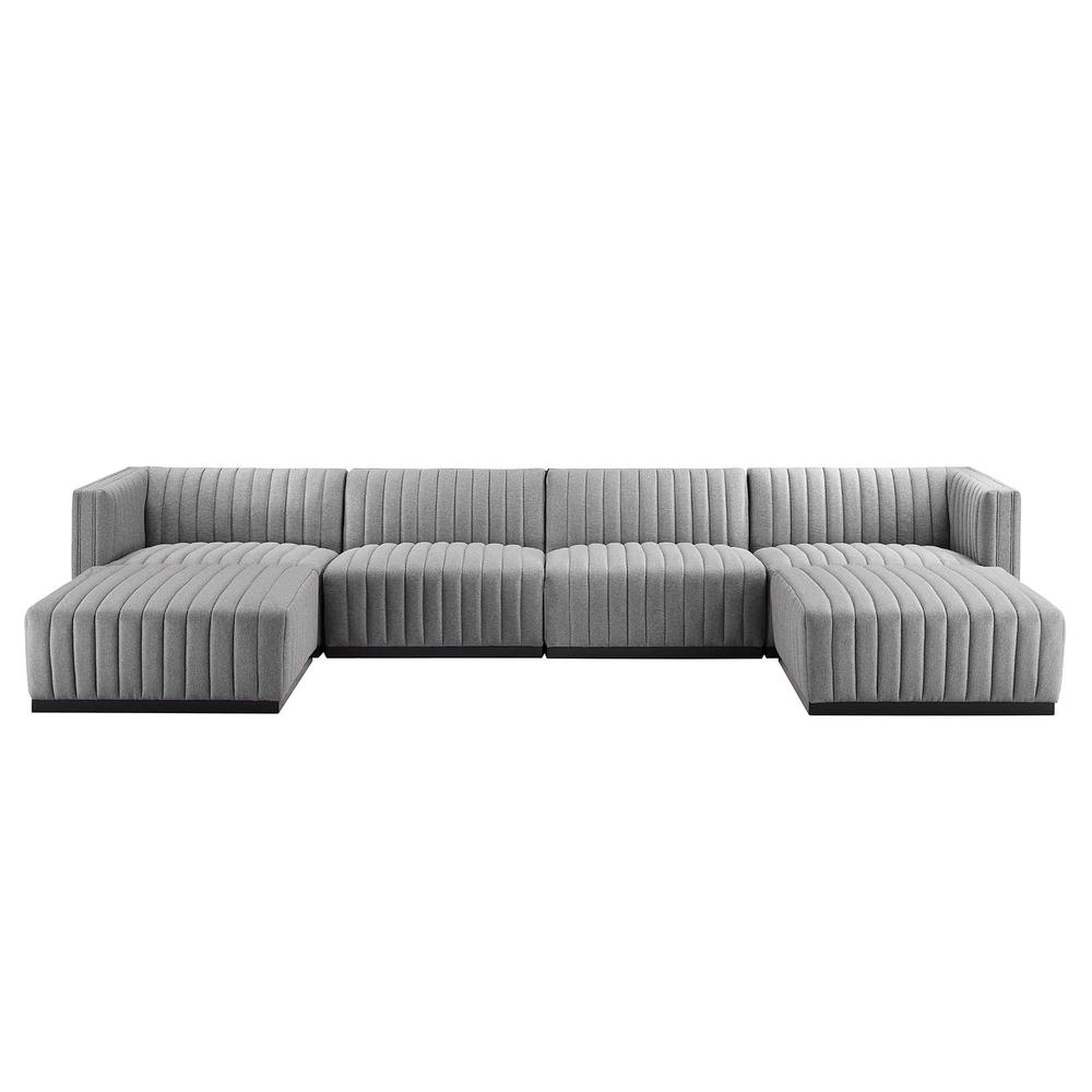 Conjure Channel Tufted Upholstered Fabric 6-Piece Sectional Sofa. Picture 2
