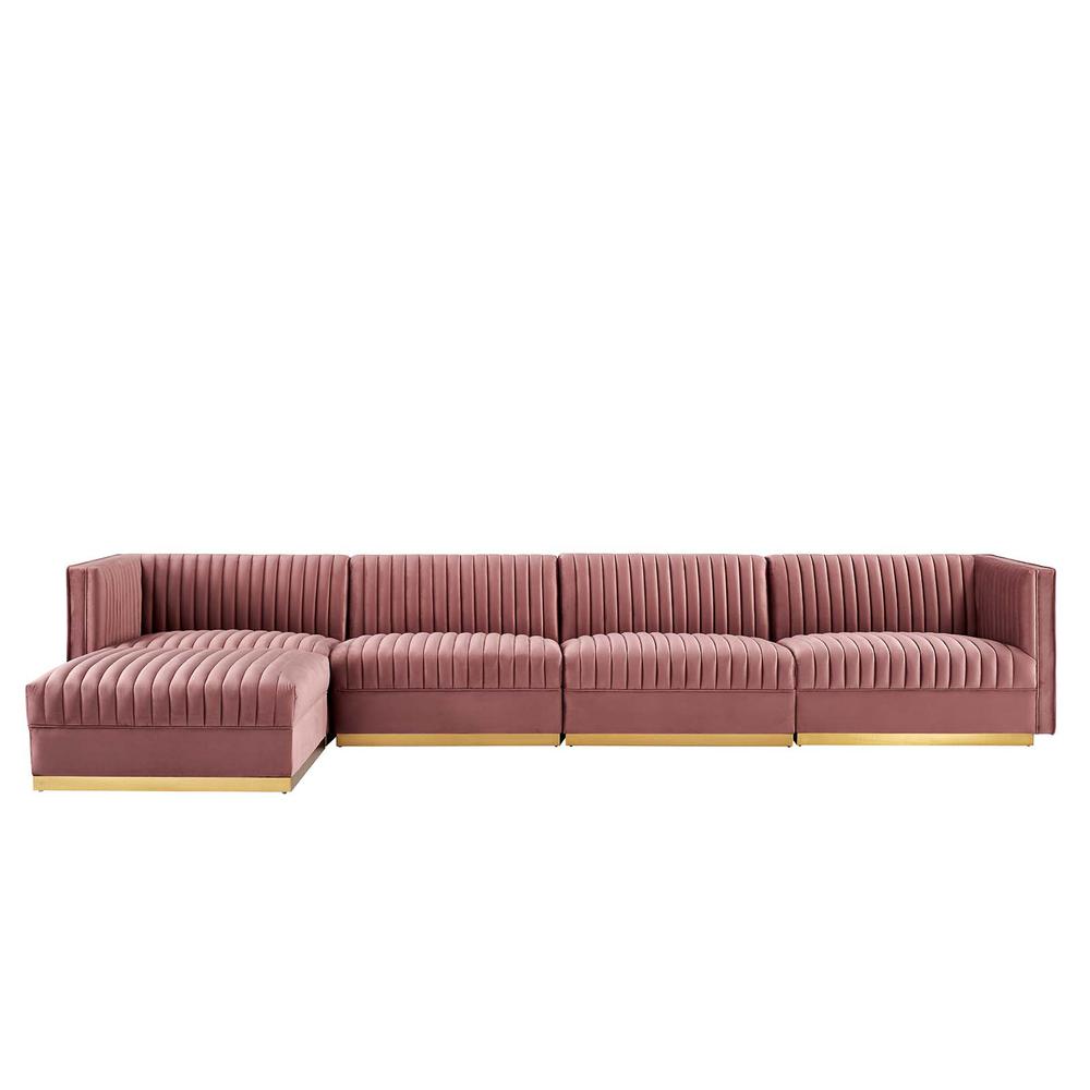 Sanguine Channel Tufted Performance Velvet 5-Piece Modular Sectional Sofa. Picture 2