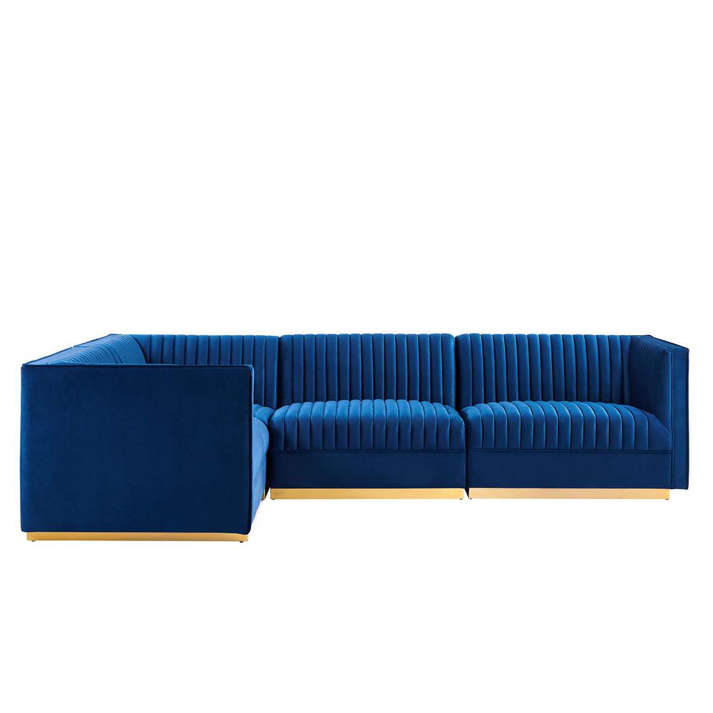 Tufted Performance Velvet 4-Piece Left-Facing Modular Sectional Sofa. Picture 2
