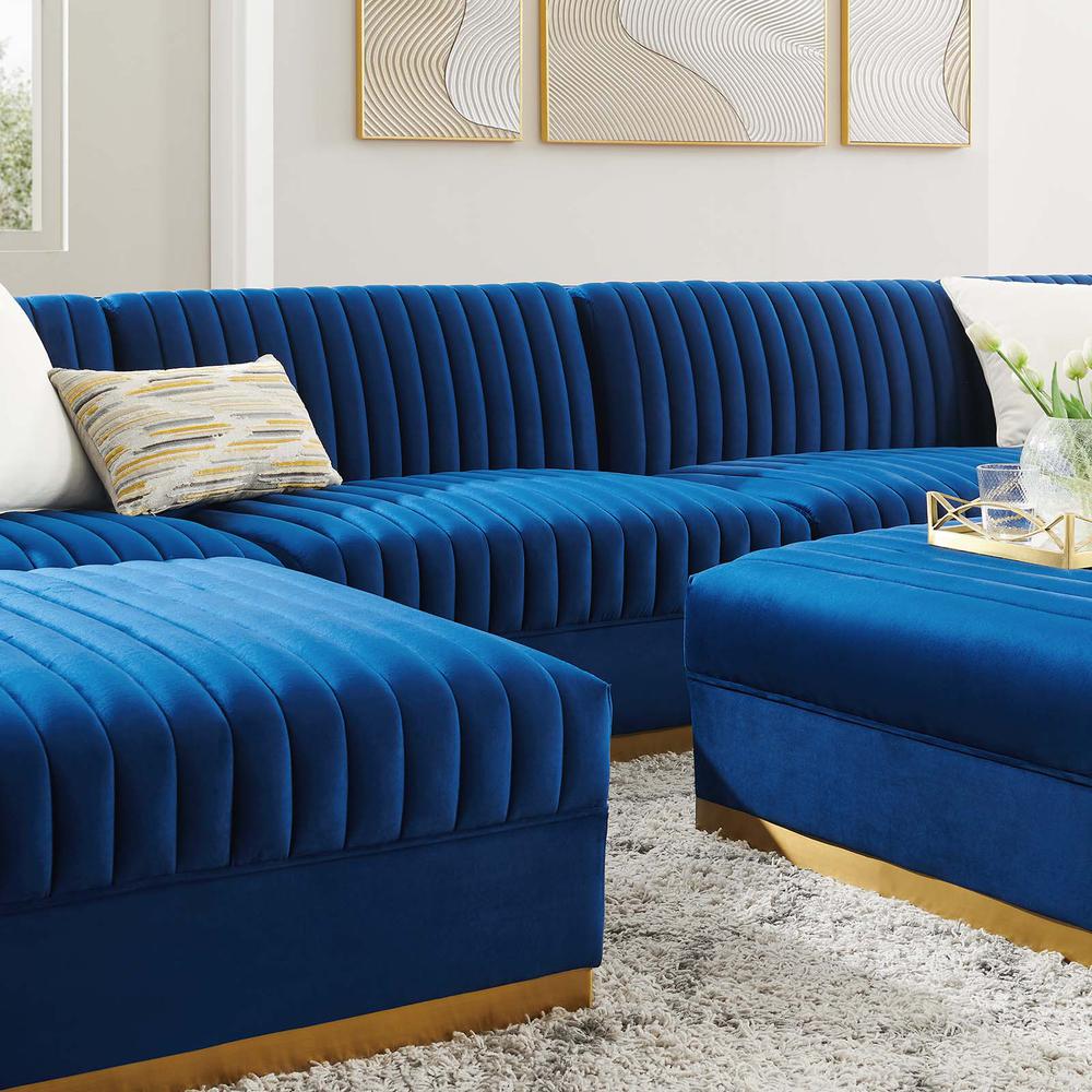 Tufted Performance Velvet 7-Piece Right-Facing Modular Sectional Sofa. Picture 15