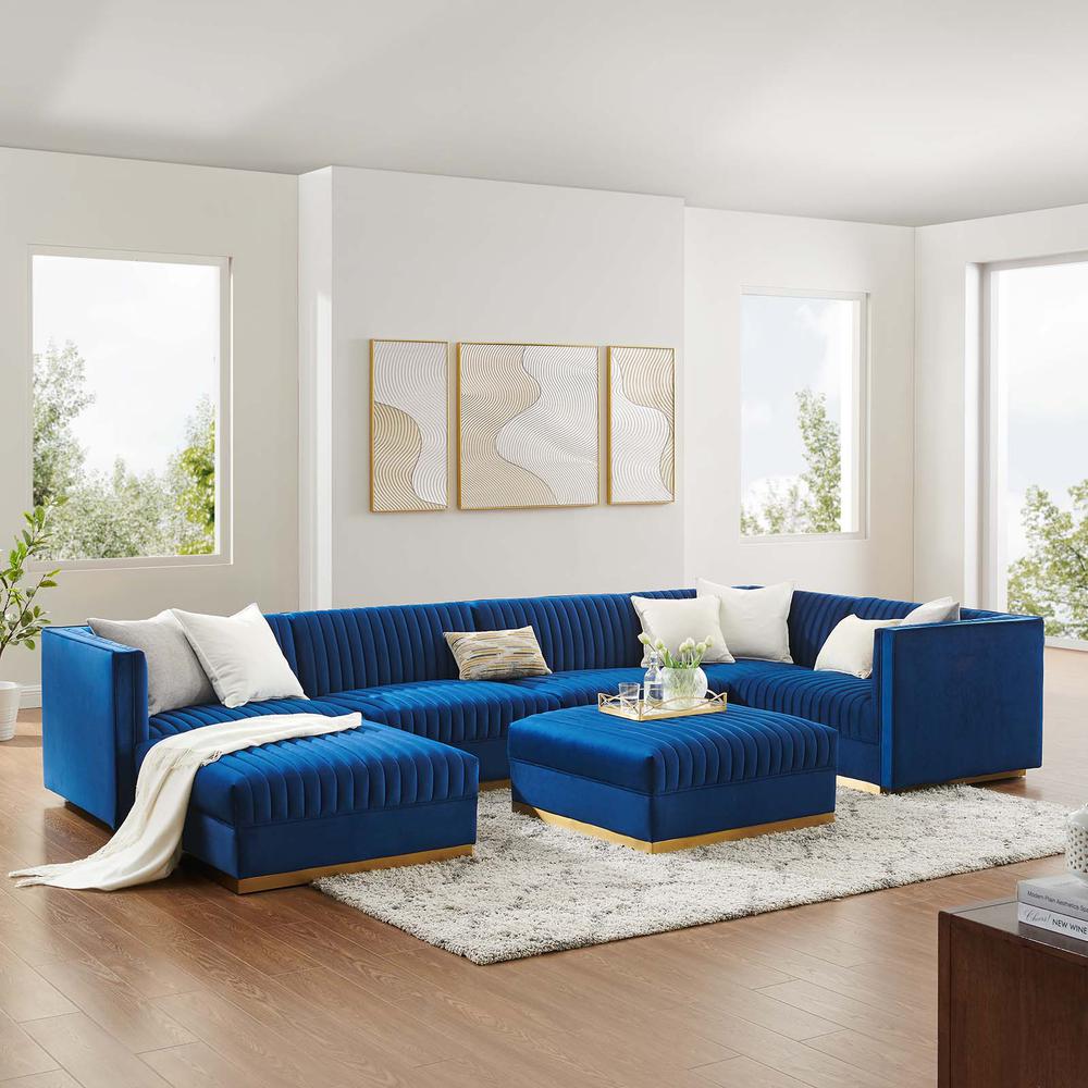 Tufted Performance Velvet 7-Piece Right-Facing Modular Sectional Sofa. Picture 16