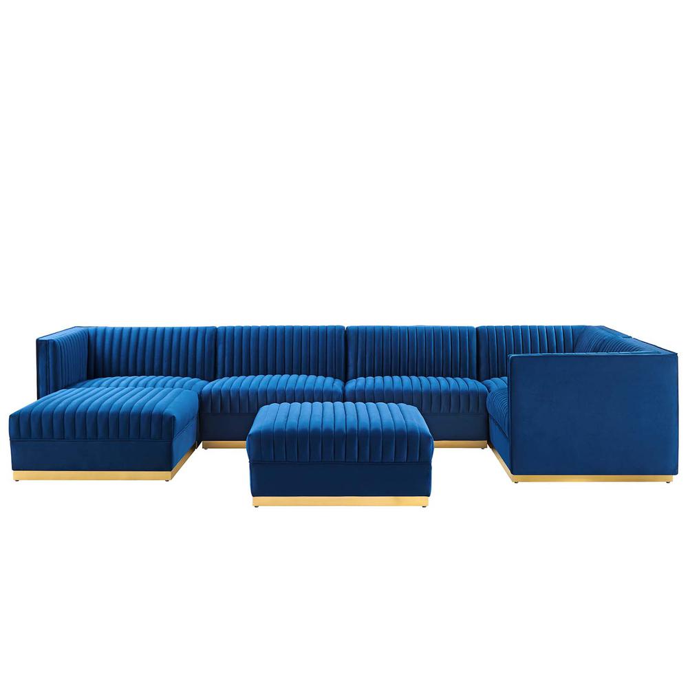 Tufted Performance Velvet 7-Piece Right-Facing Modular Sectional Sofa. Picture 1