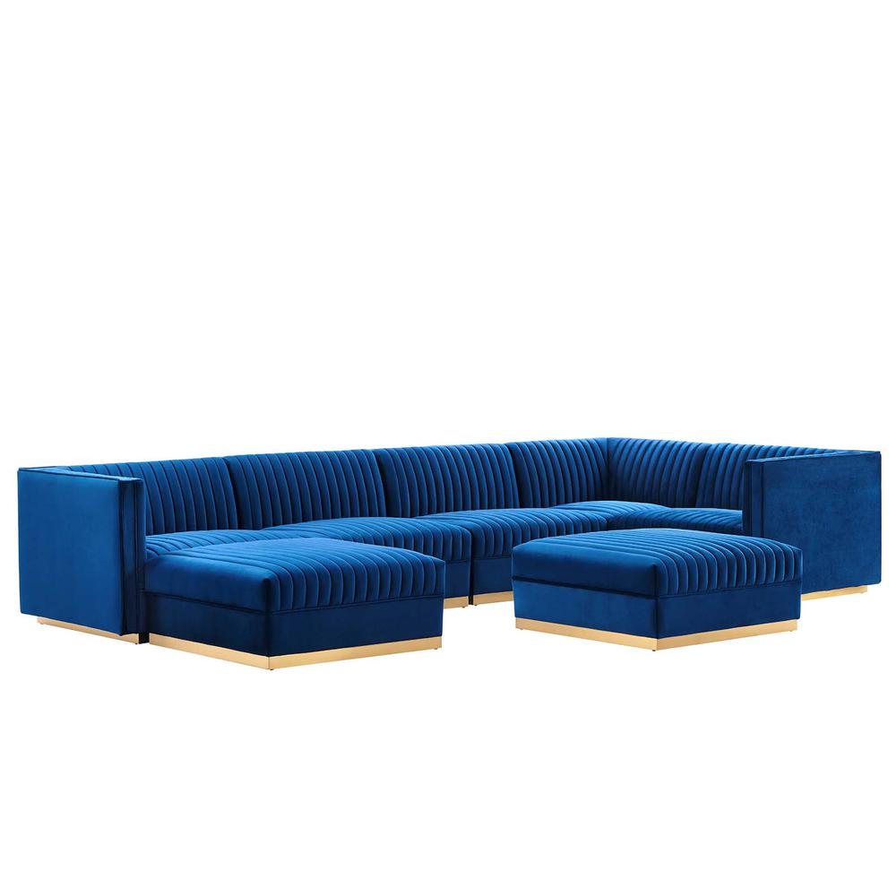 Tufted Performance Velvet 7-Piece Right-Facing Modular Sectional Sofa. Picture 2