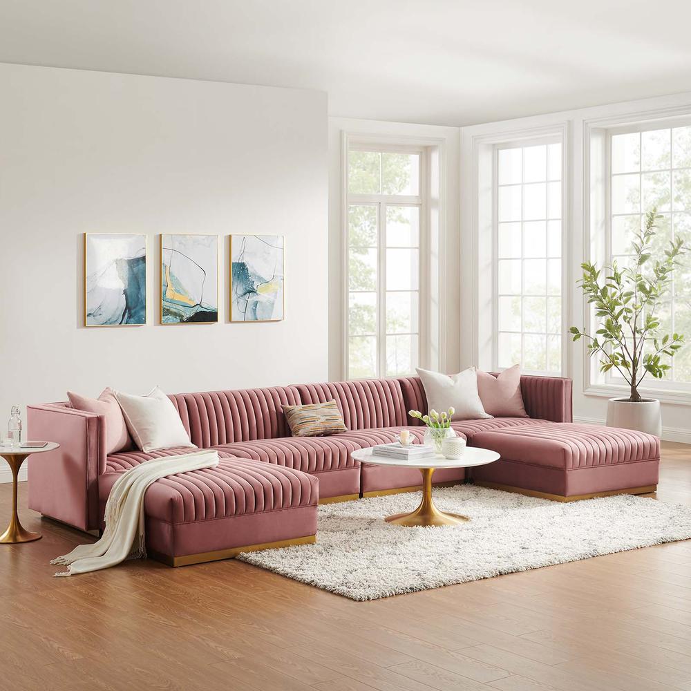 Sanguine Channel Tufted Performance Velvet 6-Piece Modular Sectional Sofa. Picture 13